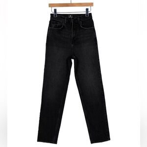 High-Rise Straight Leg Jeans - Black